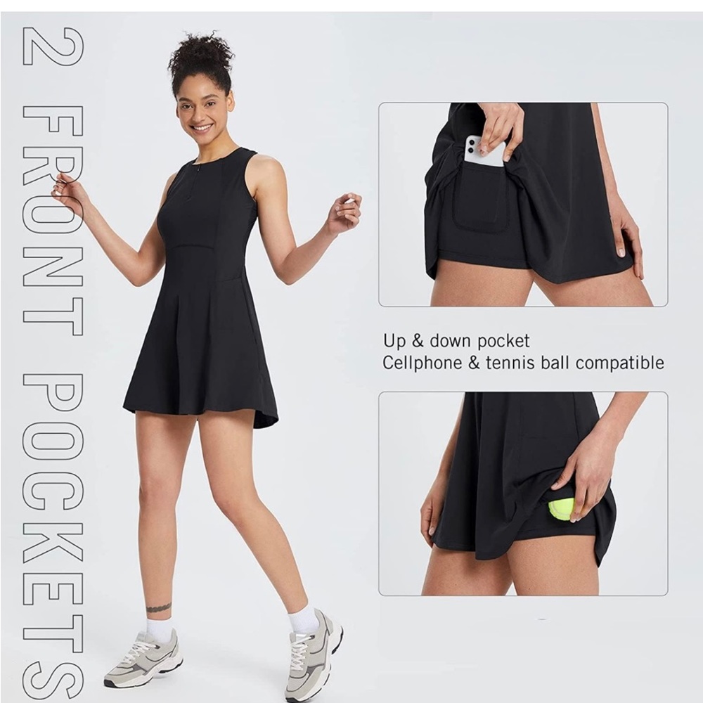 Baleaf Like New! Navy tennis, golf athletic dress. With ball shorts with pockets